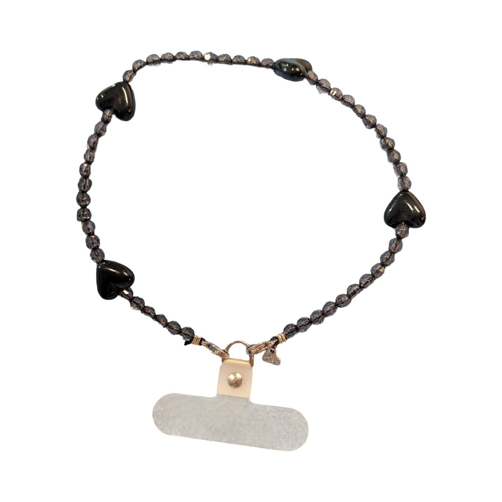 15-P VELVET CAVIAR - Phone Charm Wristlet - Black‎ Heart ⬇️